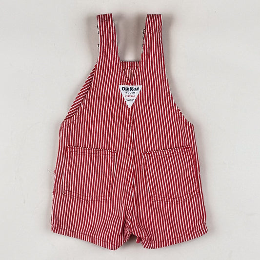 Red Vintage OshKosh Hickory Stripe Shortalls