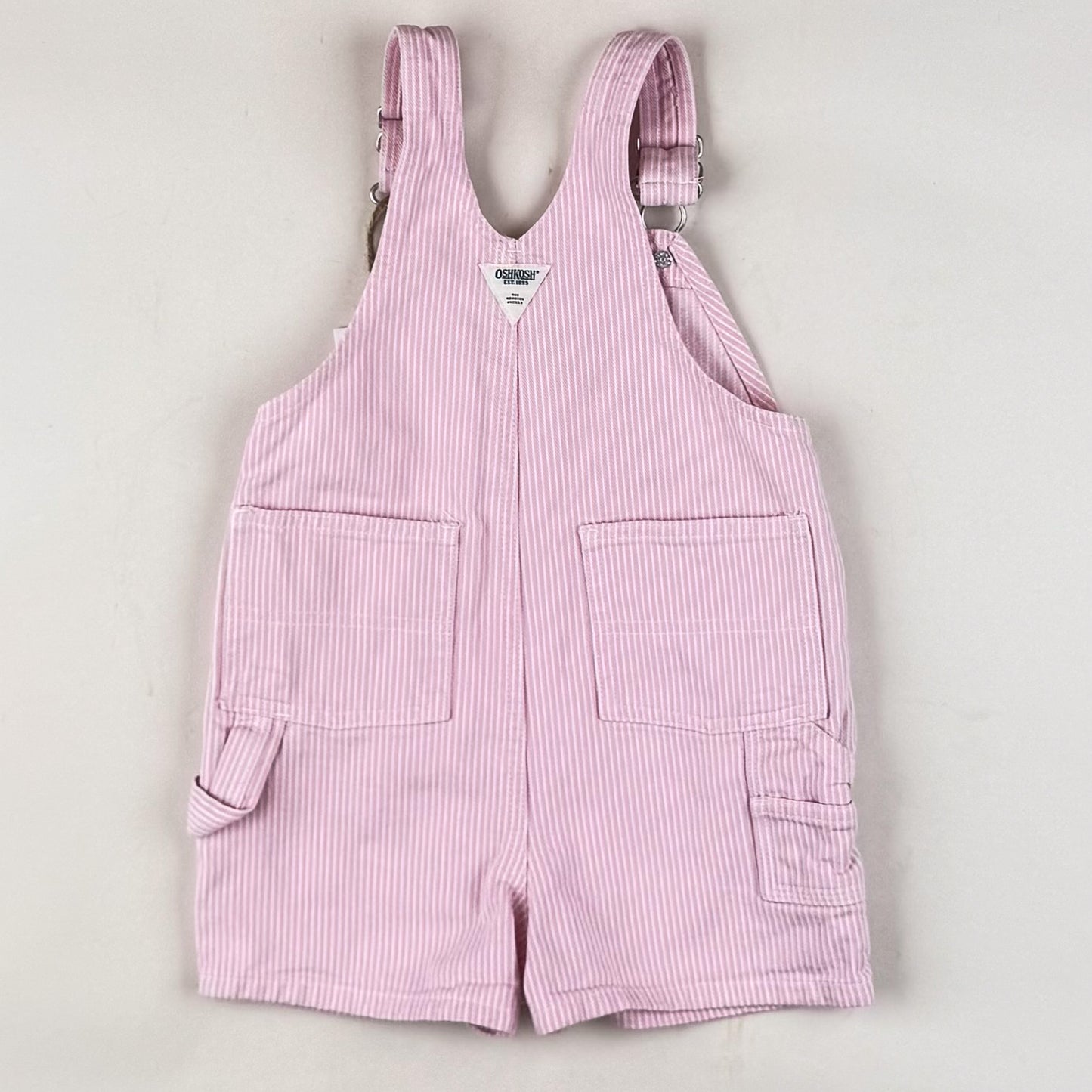 Pink Vintage OshKosh Hickory Stripe Shortalls