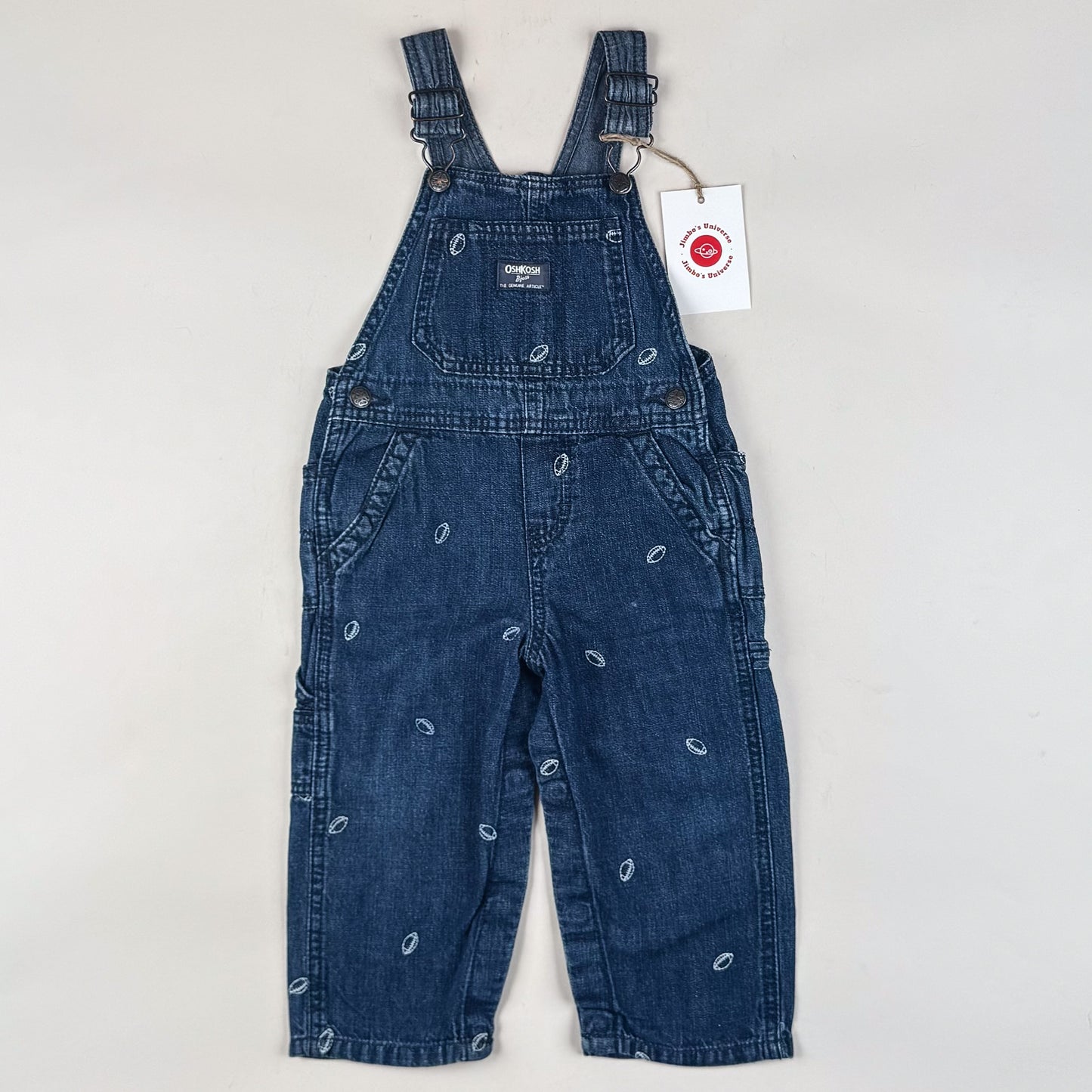 OshKosh Overalls with Embroidered American Footballs