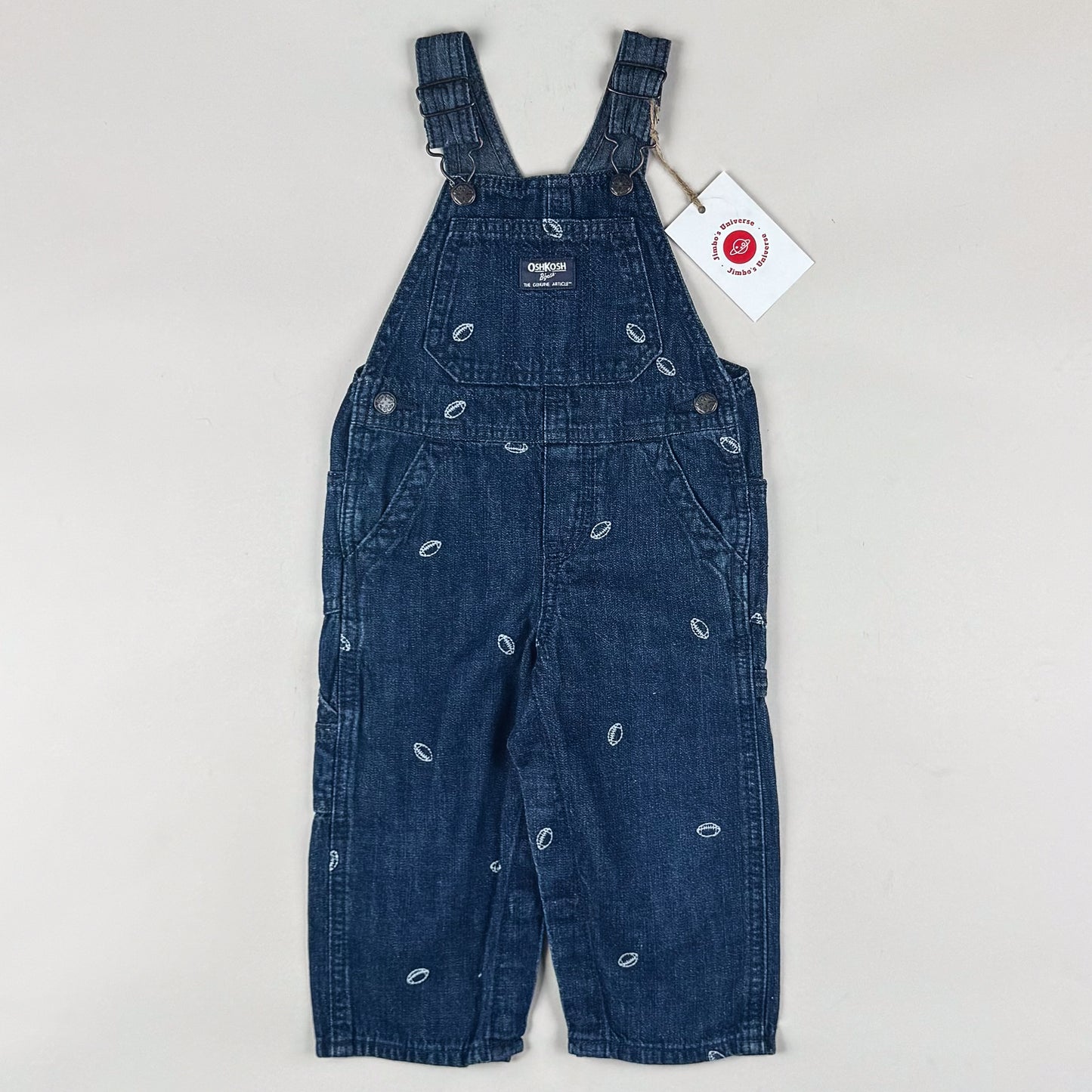 OshKosh Overalls with Embroidered American Footballs
