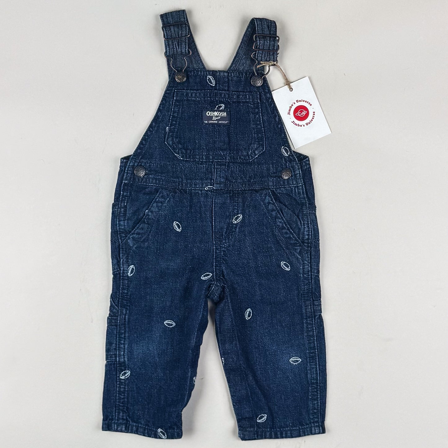 OshKosh Overalls with Embroidered American Footballs