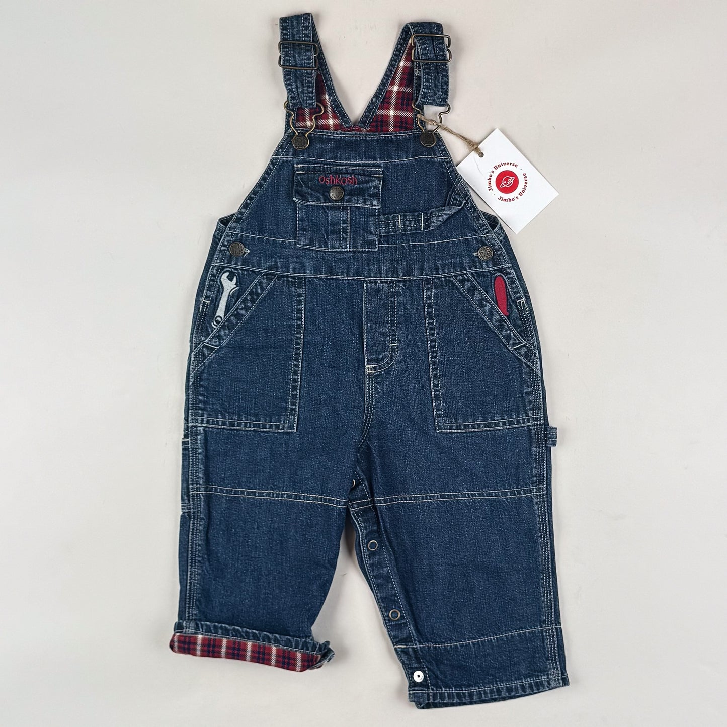 Vintage OshKosh Overalls with Embroidered Tools