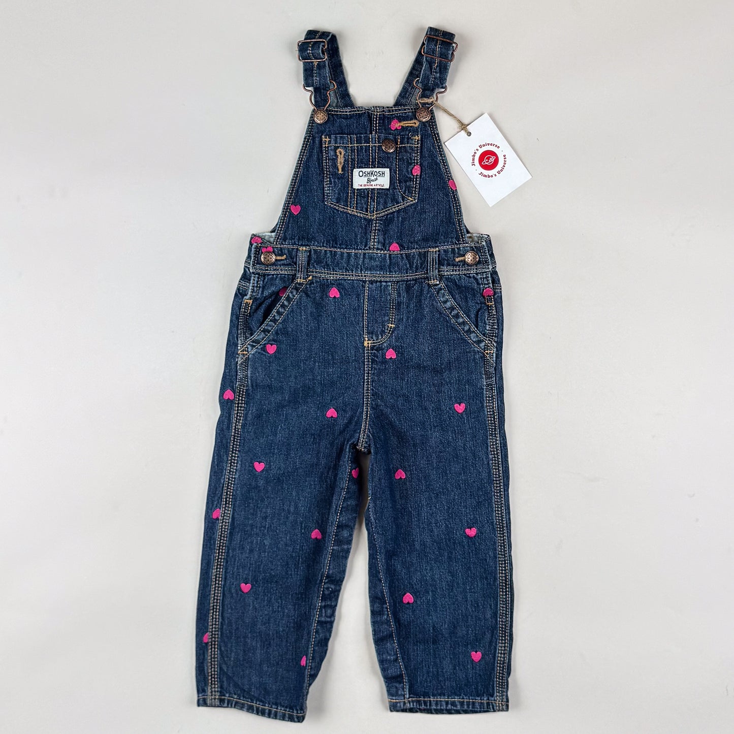 OshKosh Overalls with Embroidered Hearts