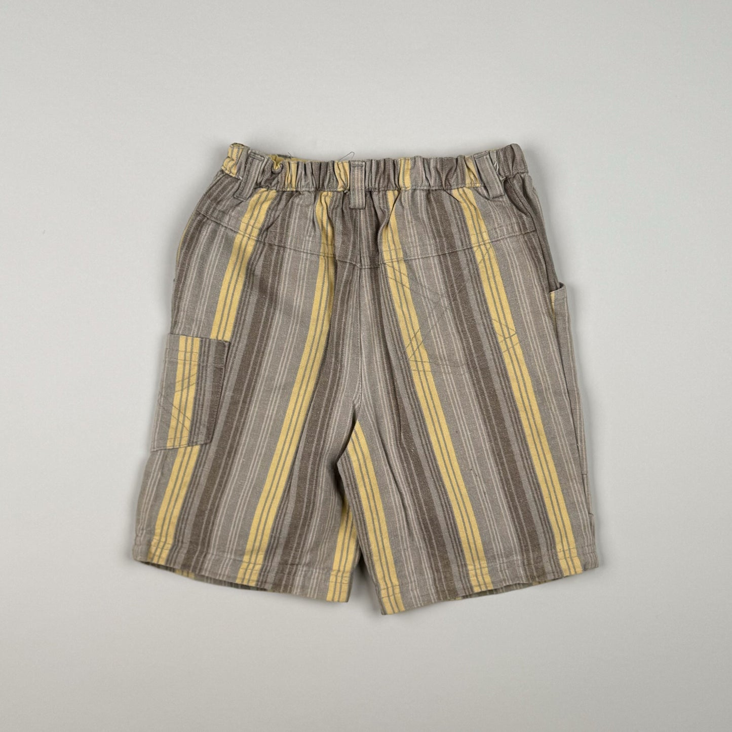 Denimshort in khaki, green and yellow