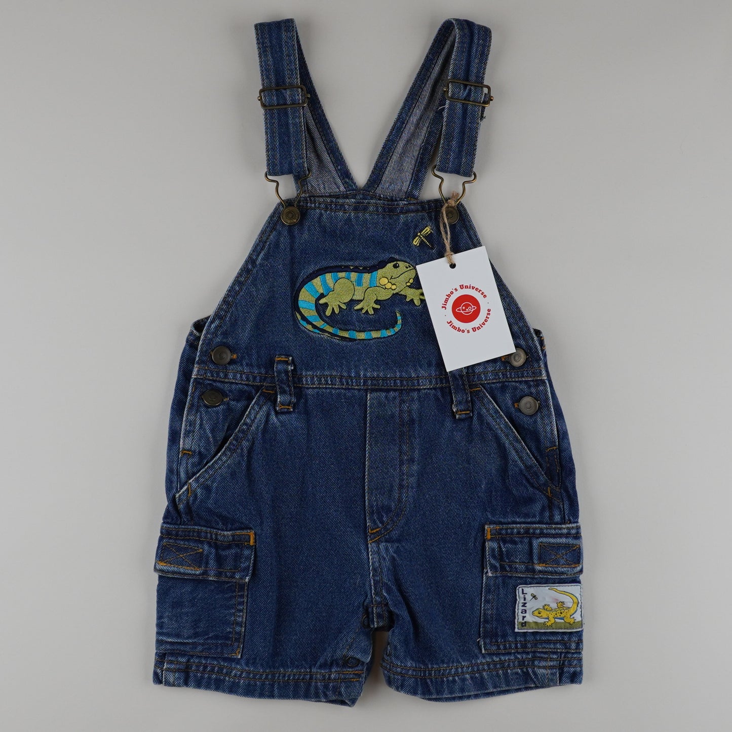Vintage Denim Shortalls with Embroidery