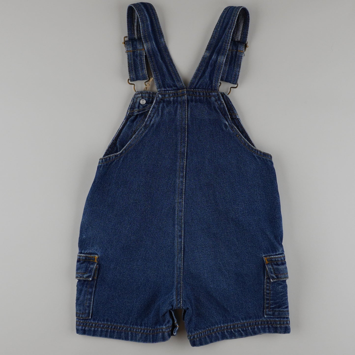 Vintage Denim Shortalls with Embroidery