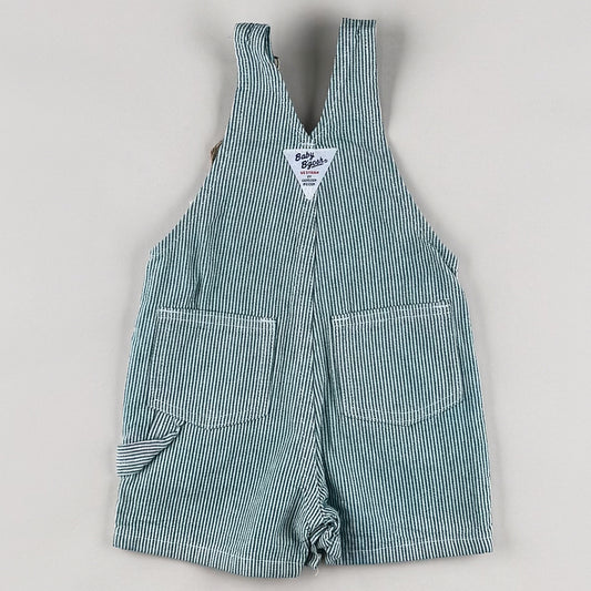 Green Vintage OshKosh Hickory Stripe Shortalls