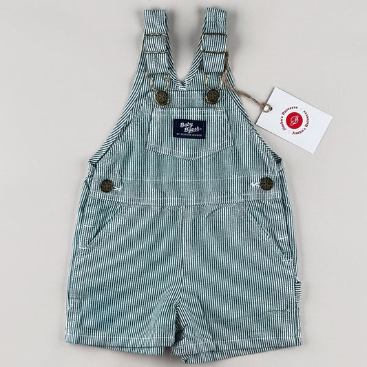 Green Vintage OshKosh Hickory Stripe Shortalls