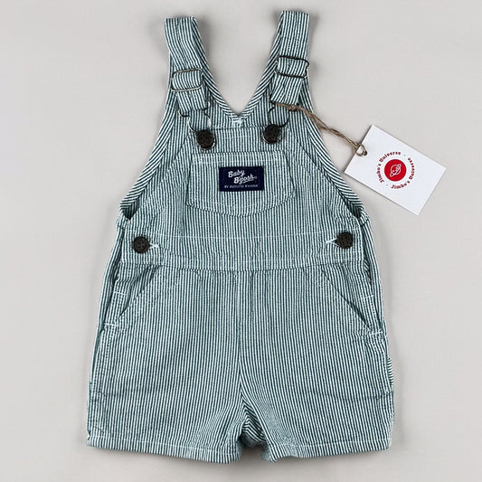 Green Vintage OshKosh Hickory Stripe Shortalls