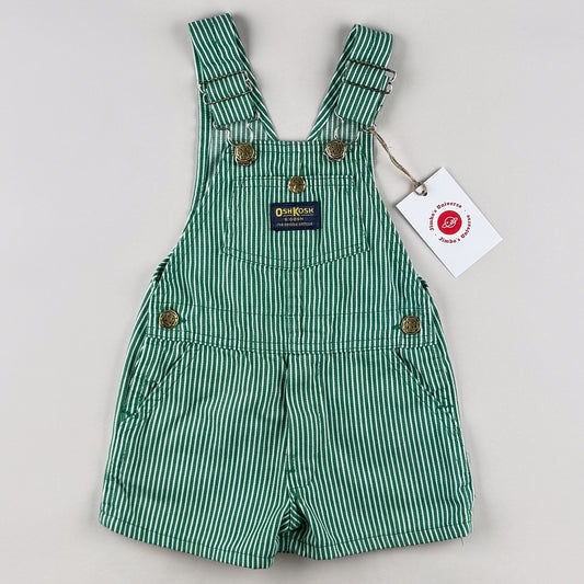 Green Vintage OshKosh Hickory Stripe Shortalls