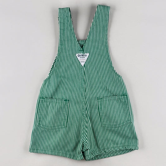 Green Vintage OshKosh Hickory Stripe Shortalls
