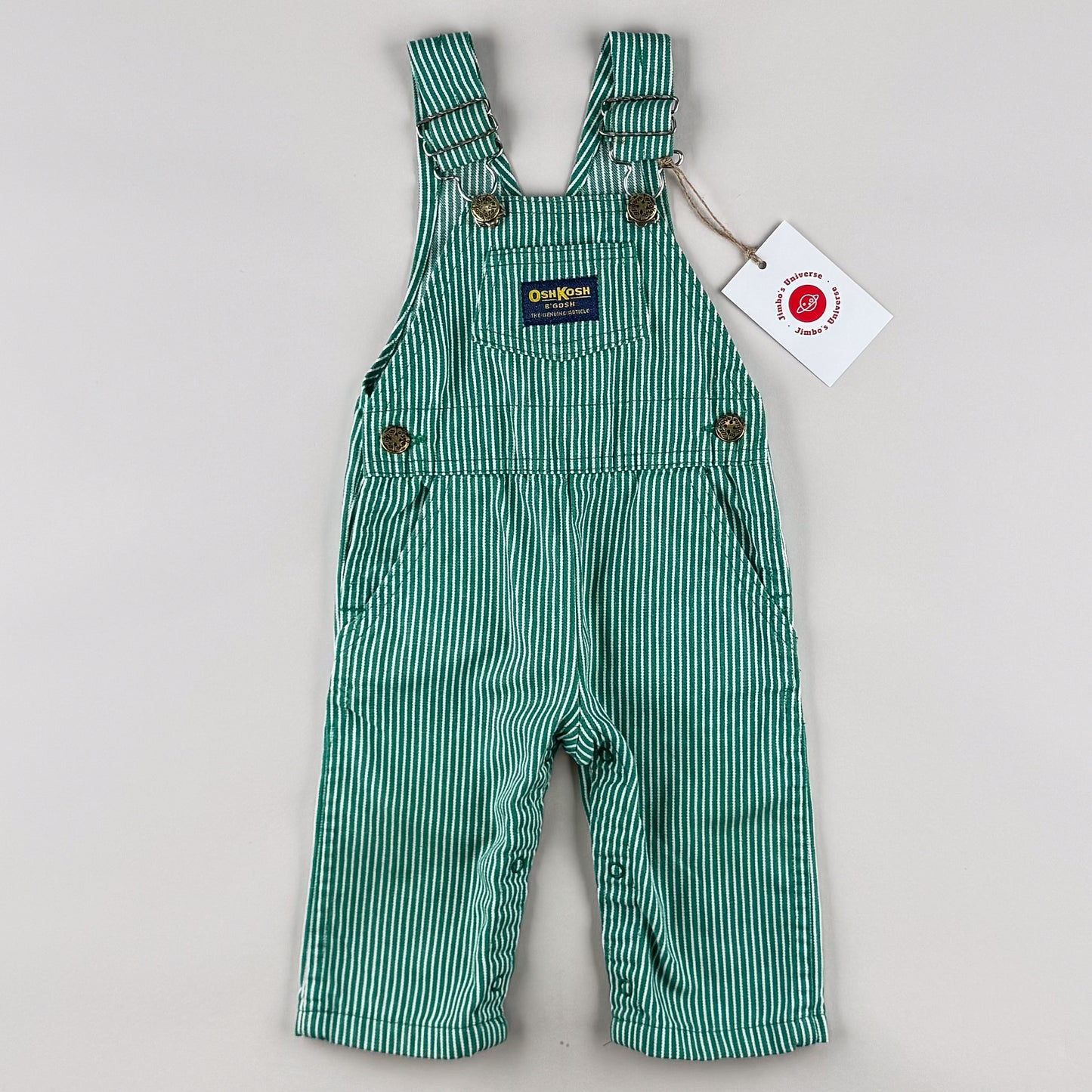 Green Vintage OshKosh Hickory Stripe Overalls