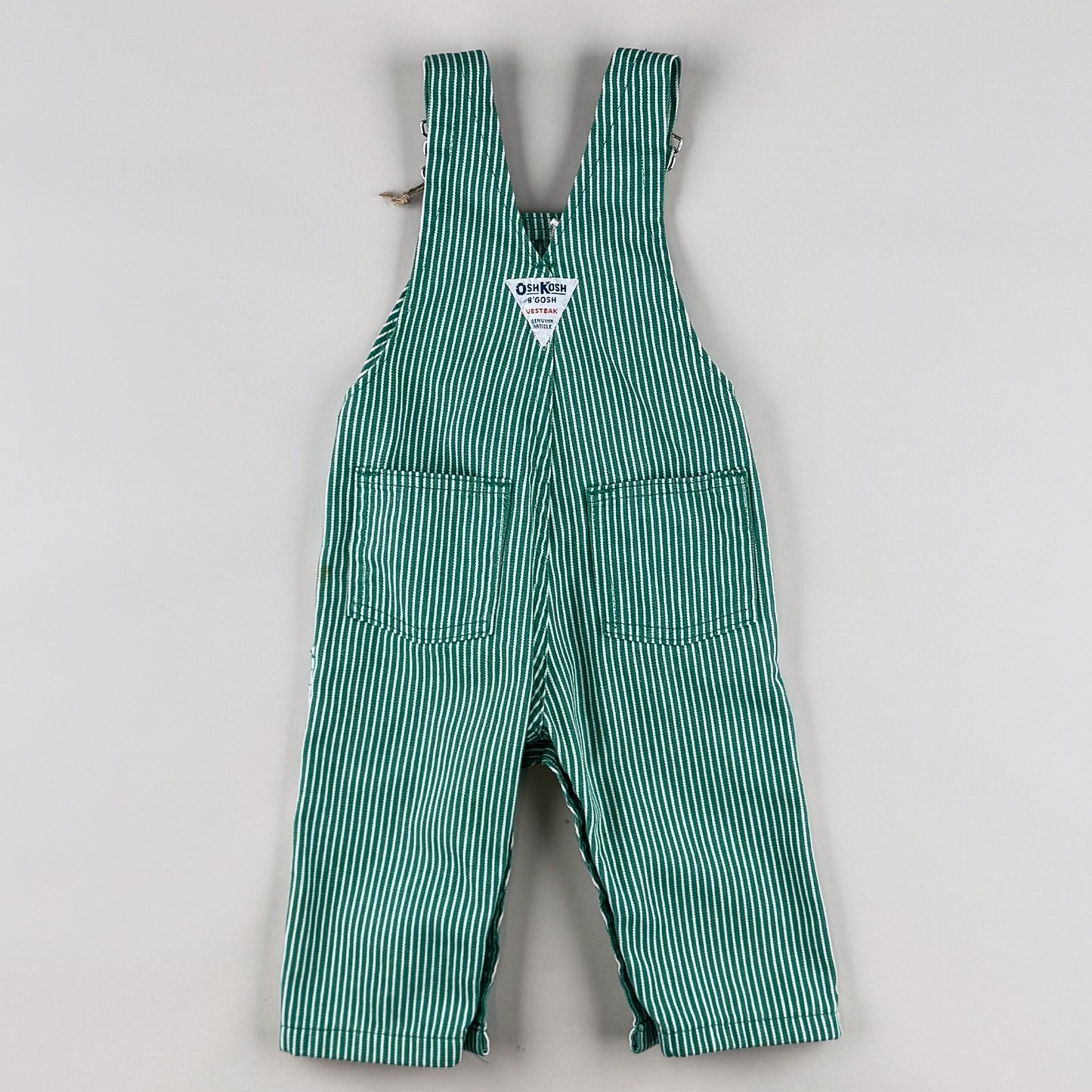 Green Vintage OshKosh Hickory Stripe Overalls