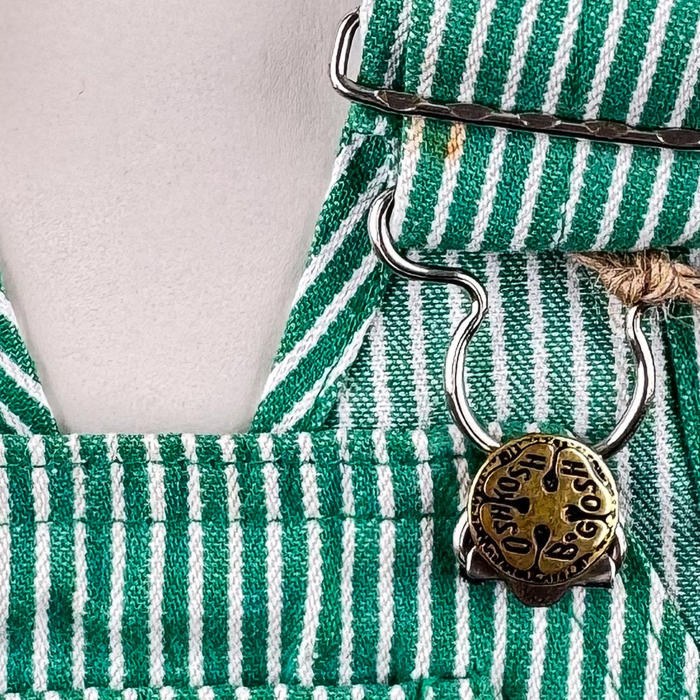 Green Vintage OshKosh Hickory Stripe Overalls