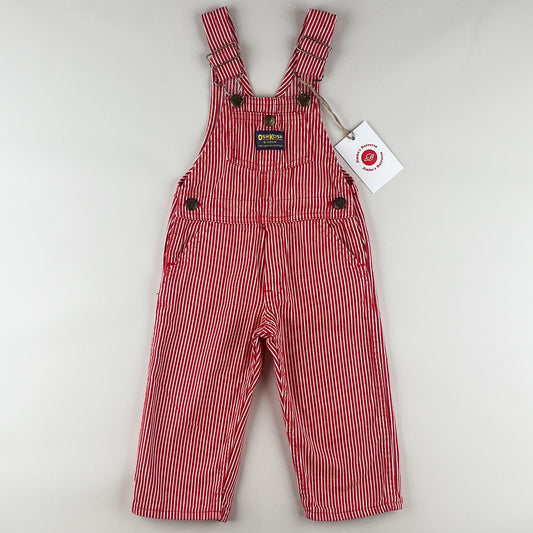Red Vintage OshKosh Hickory Stripe Overalls