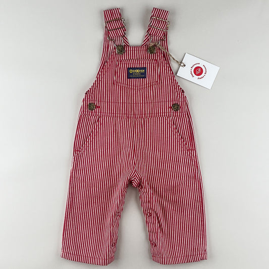 Red Vintage OshKosh Hickory Stripe Overalls