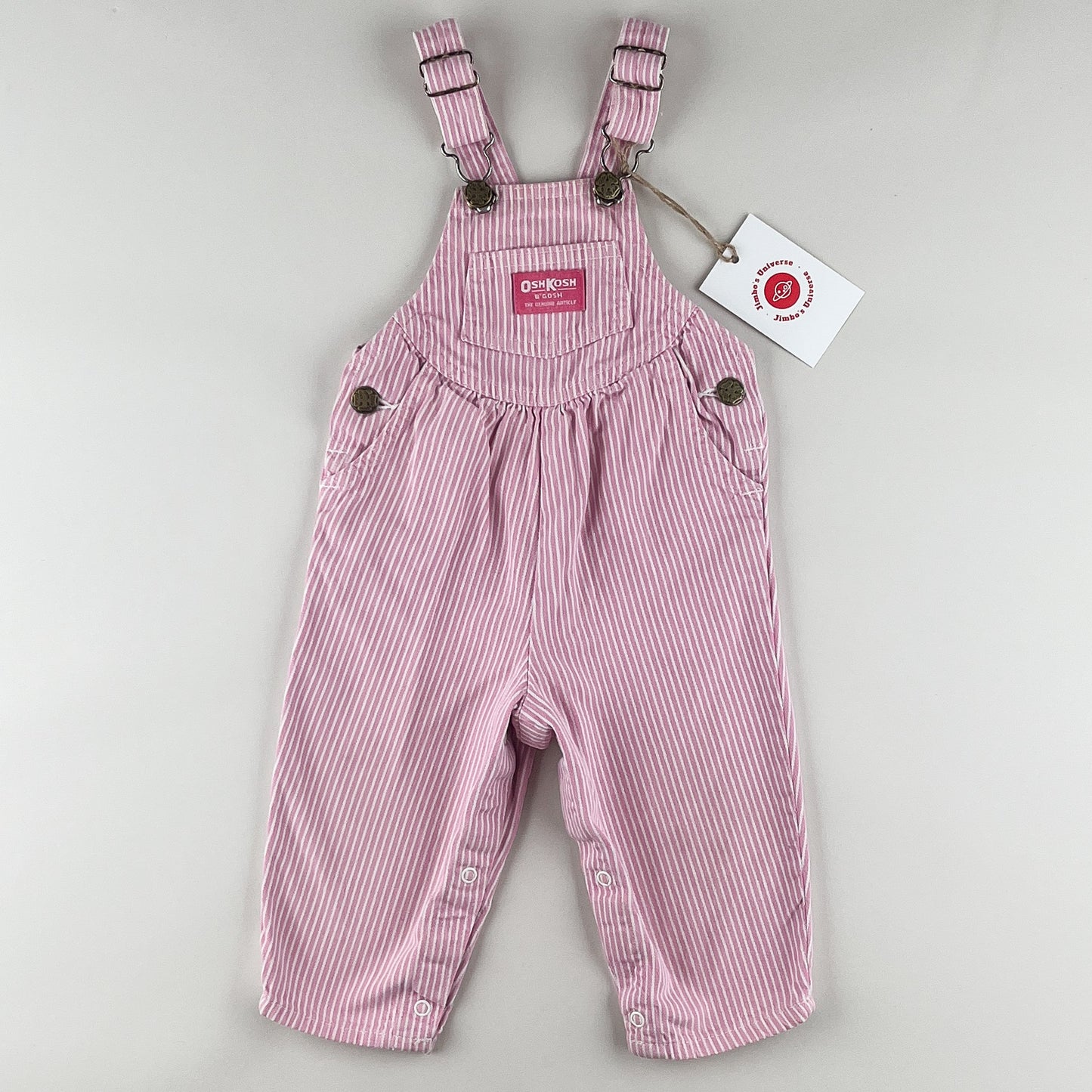 Pink Vintage OshKosh Hickory Stripe Overalls