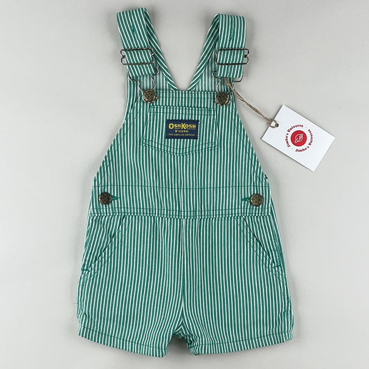 Green Vintage OshKosh Hickory Stripe Shortalls