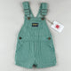 Green Vintage OshKosh Hickory Stripe Shortalls