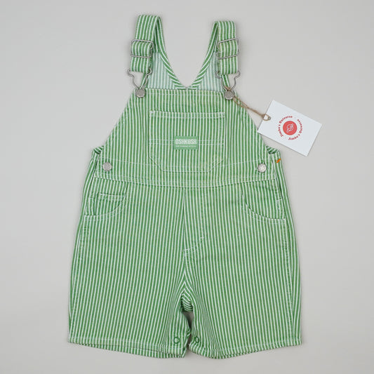 Green Vintage OshKosh Hickory Stripe Shortalls