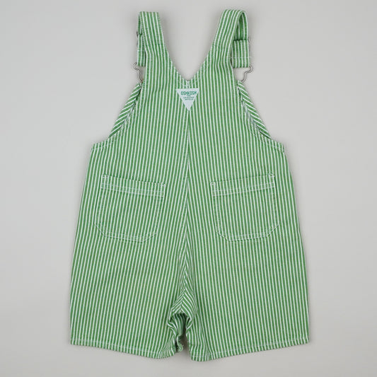 Green Vintage OshKosh Hickory Stripe Shortalls