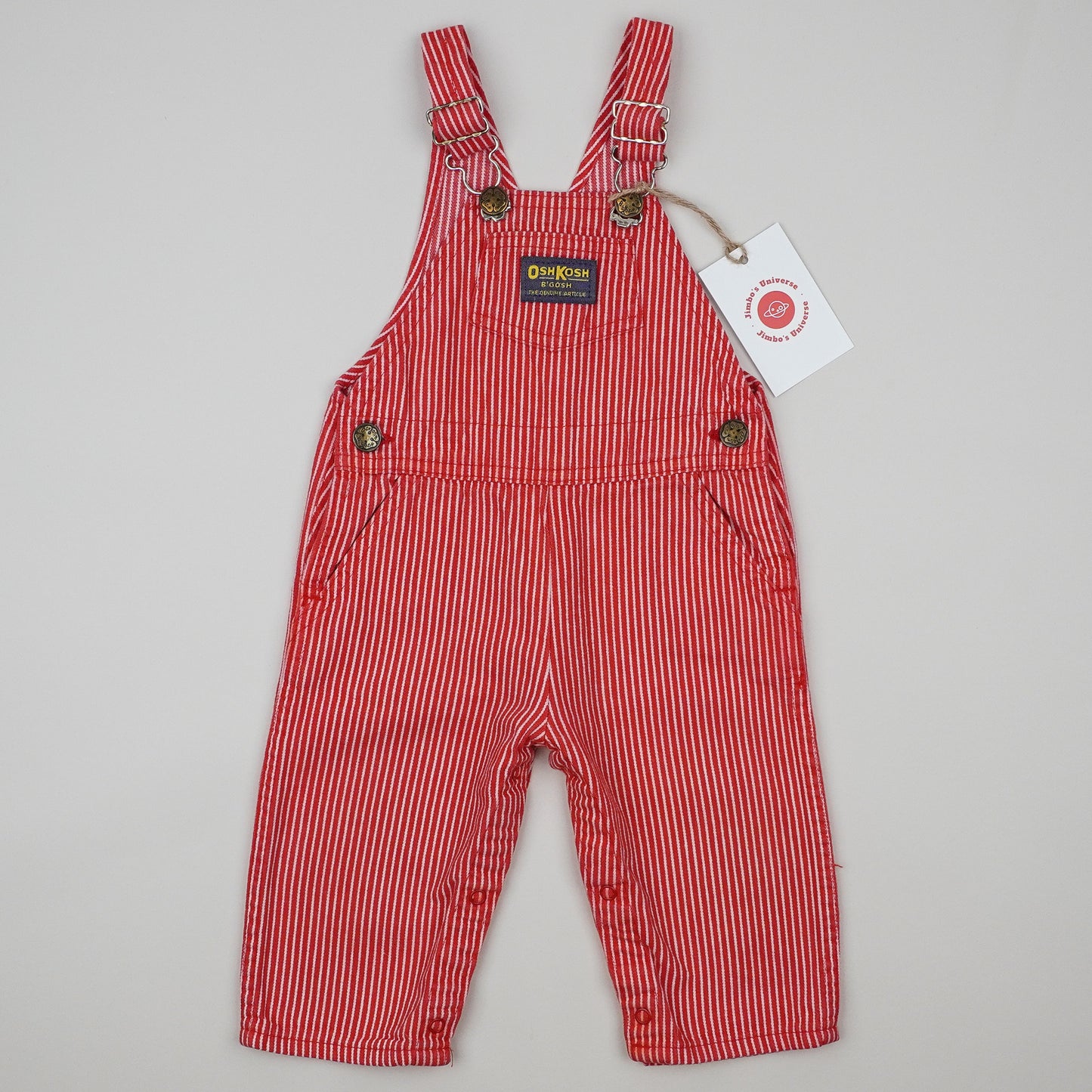 Vintage Red OshKosh Hickory Stripe Overalls