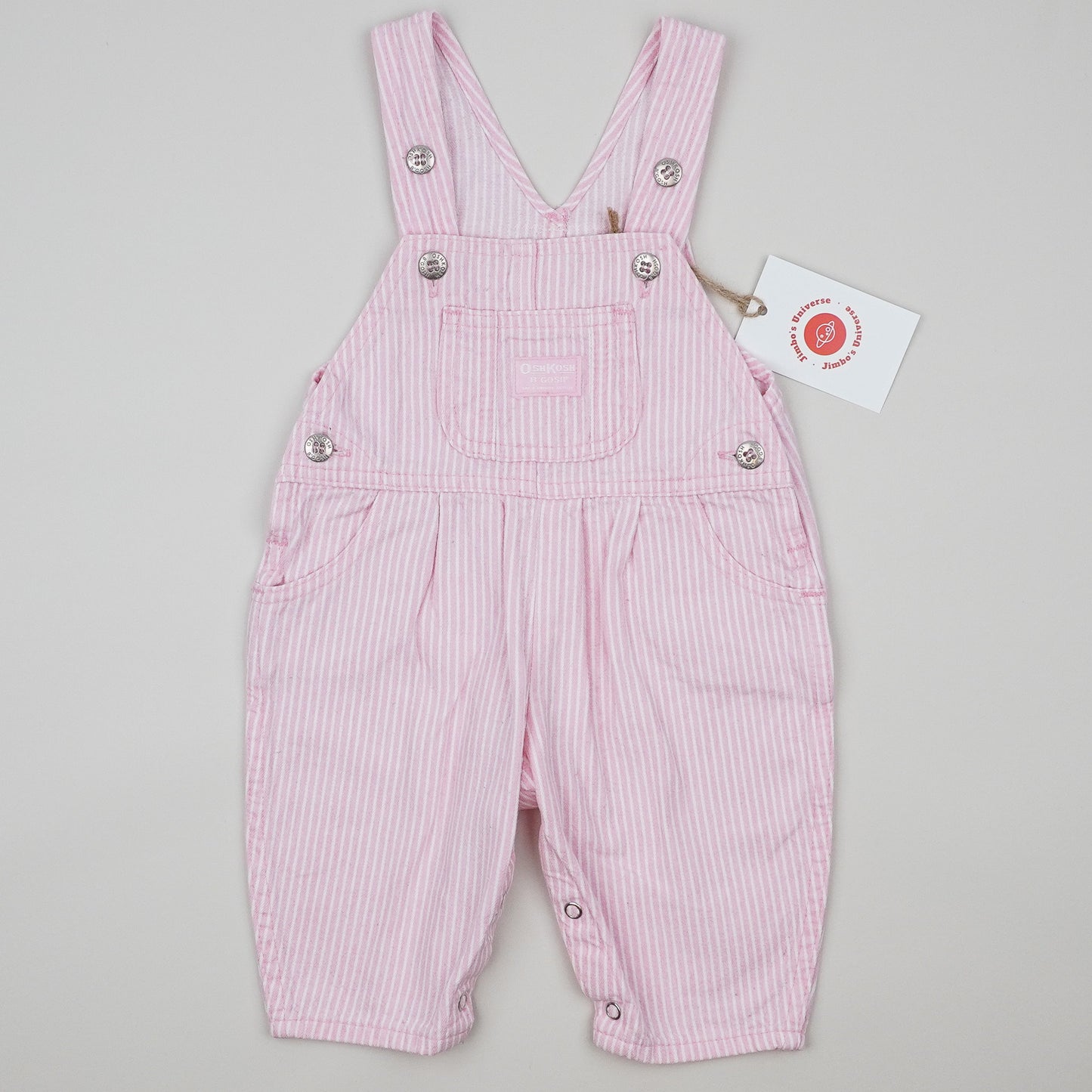 Vintage Pink OshKosh Hickory Stripe Shortalls