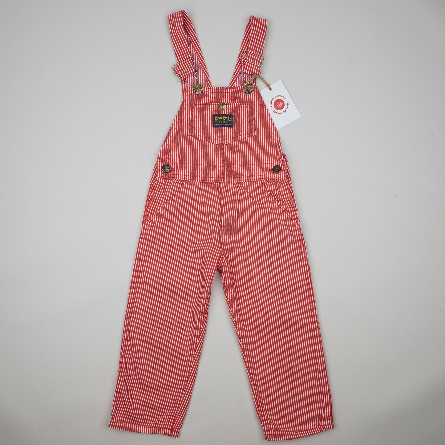 Vintage Red OshKosh Hickory Stripe Overalls