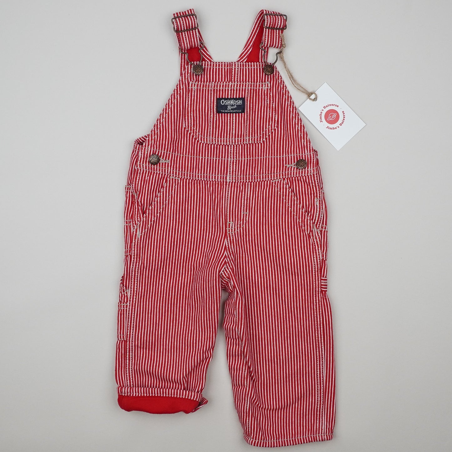 Red OshKosh Hickory Stripe Overalls