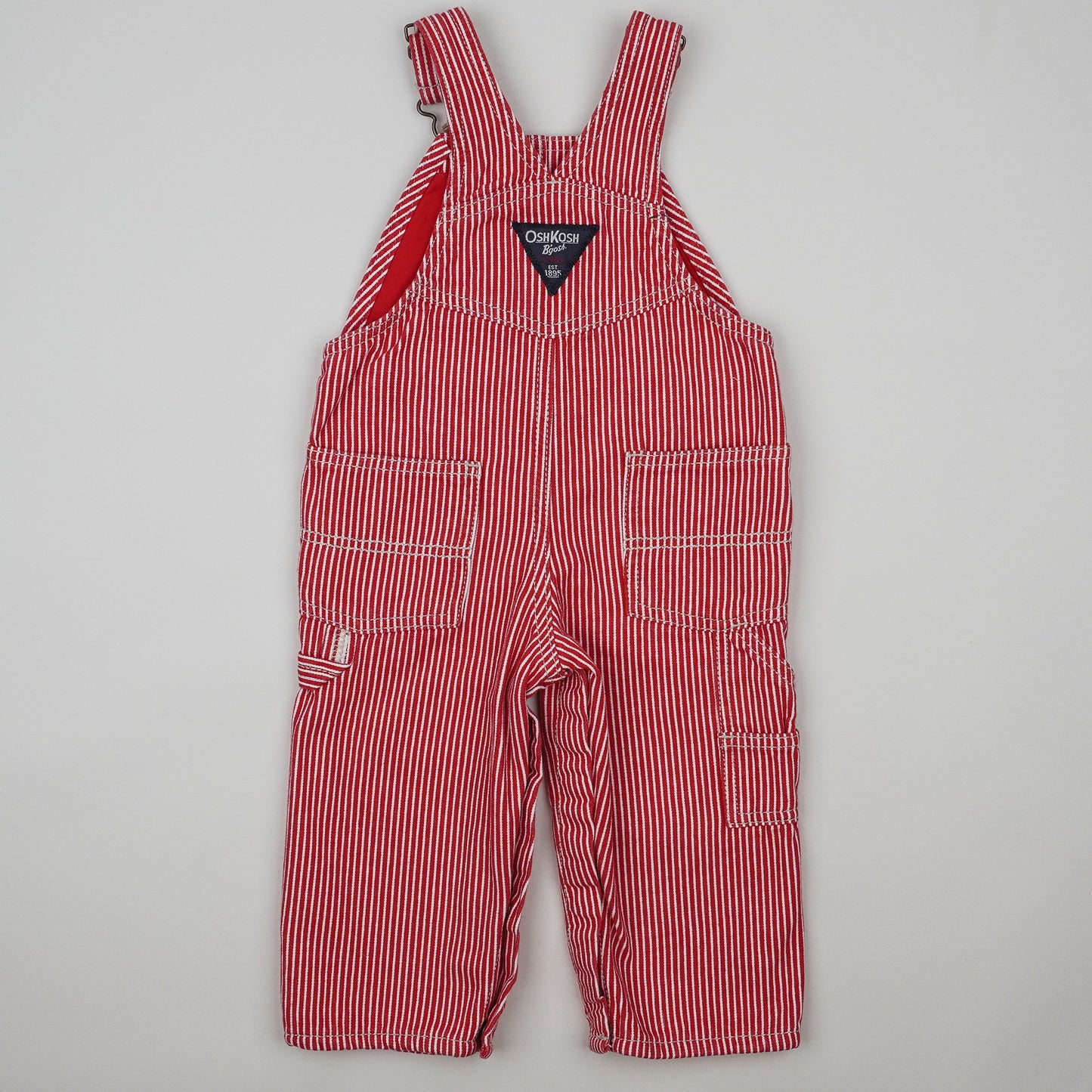 Red OshKosh Hickory Stripe Overalls