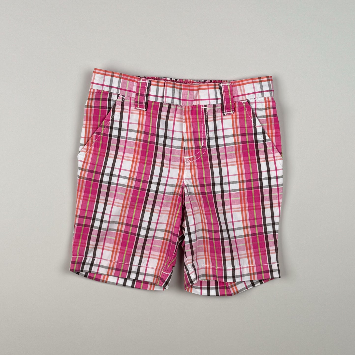 Short in pink, white, green and brown