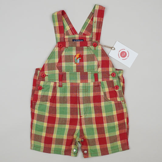 Vintage Checkered Shortalls with Embroidery