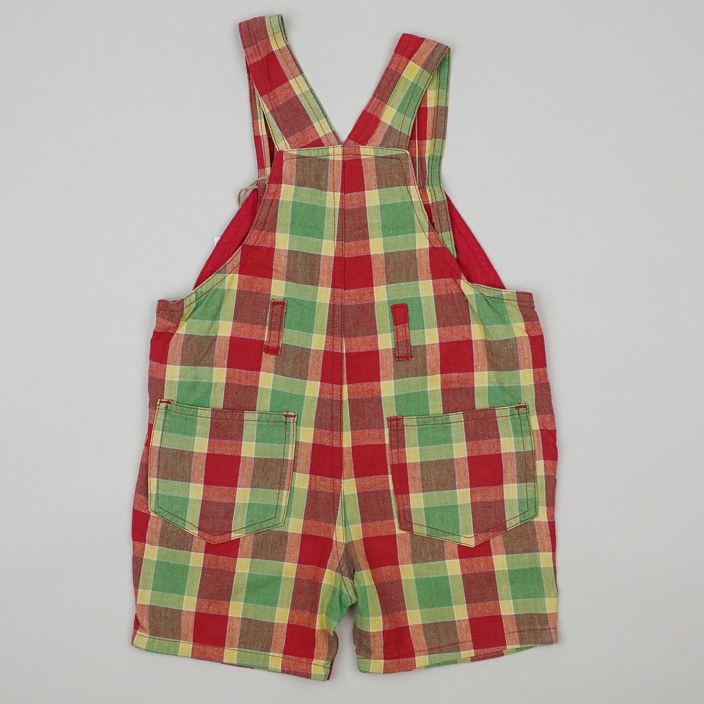 Vintage Checkered Shortalls with Embroidery
