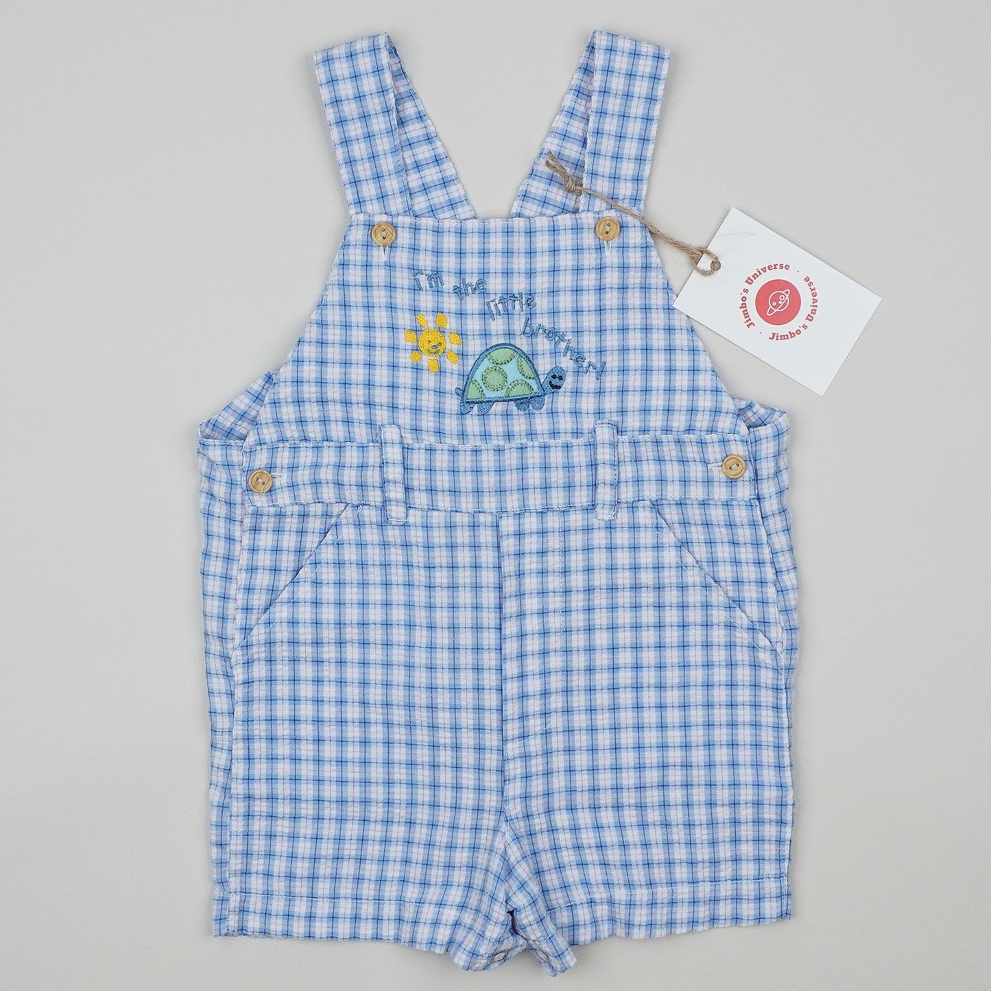 Vintage Checkered Shortalls with Embroidery