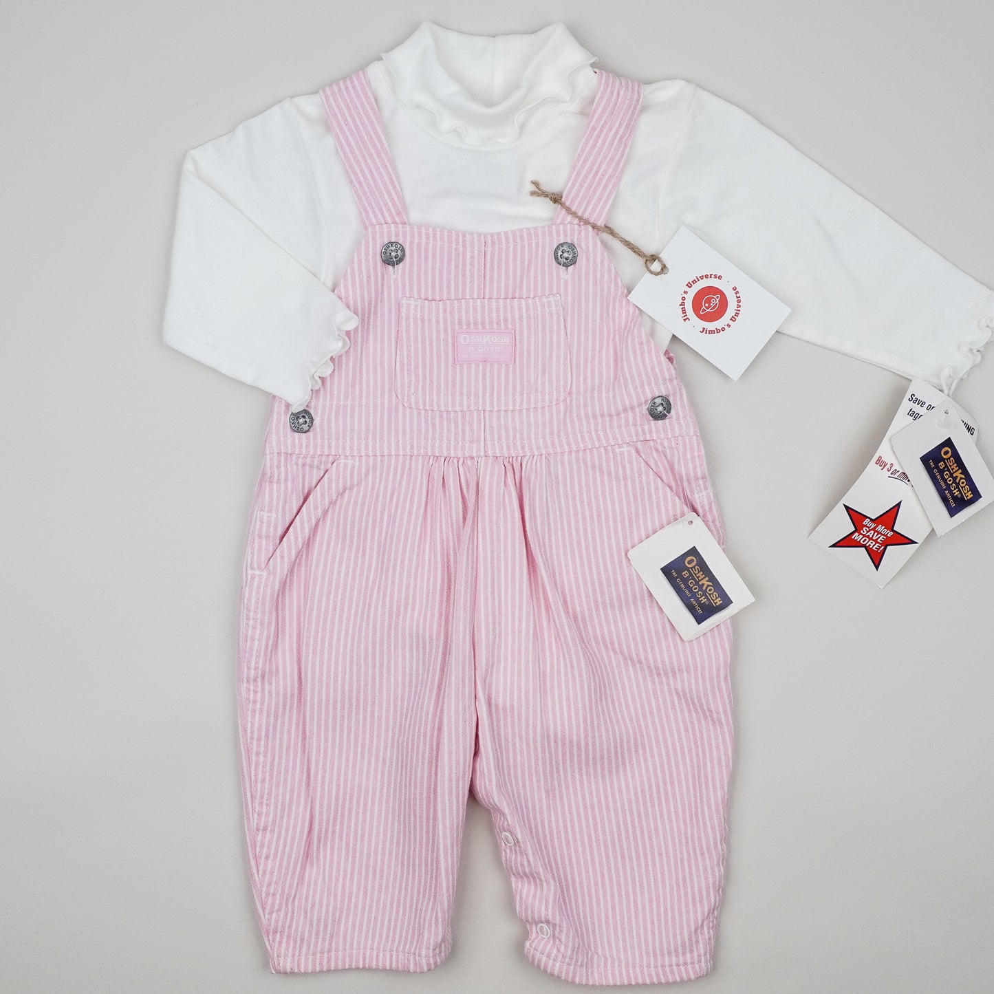 Pink Vintage OshKosh Hickory Stripe Overalls with Body