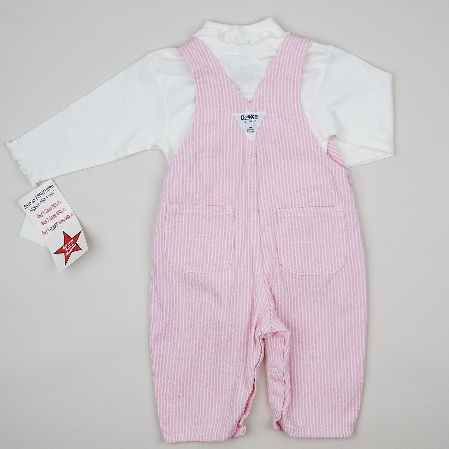 Pink Vintage OshKosh Hickory Stripe Overalls with Body