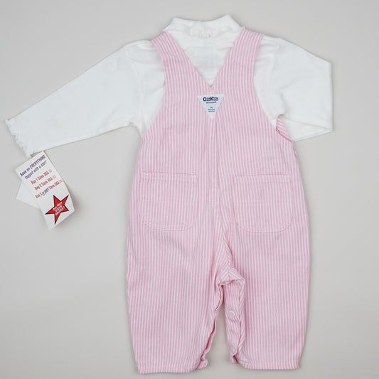 Pink Vintage OshKosh Hickory Stripe Overalls with Body
