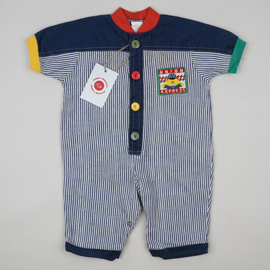 Vintage Striped Jumsuit with Embroidery