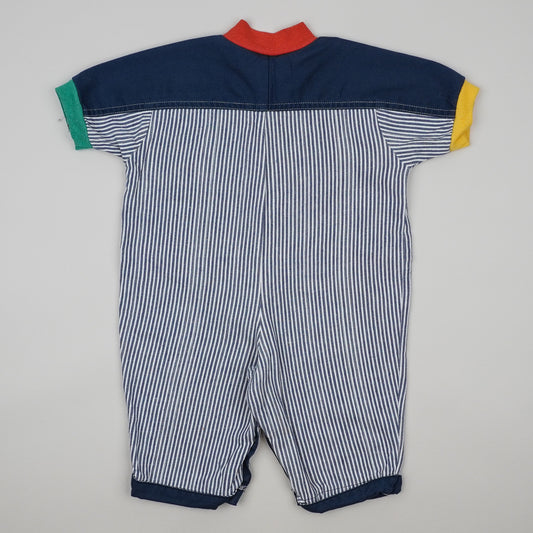 Vintage Striped Jumsuit with Embroidery