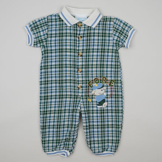 Vintage Checkered Jumpsuit with Embroidery