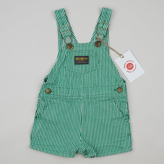 Green Vintage OshKosh Hickory Stripe Shortalls