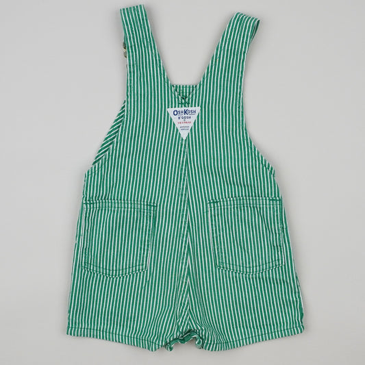 Green Vintage OshKosh Hickory Stripe Shortalls