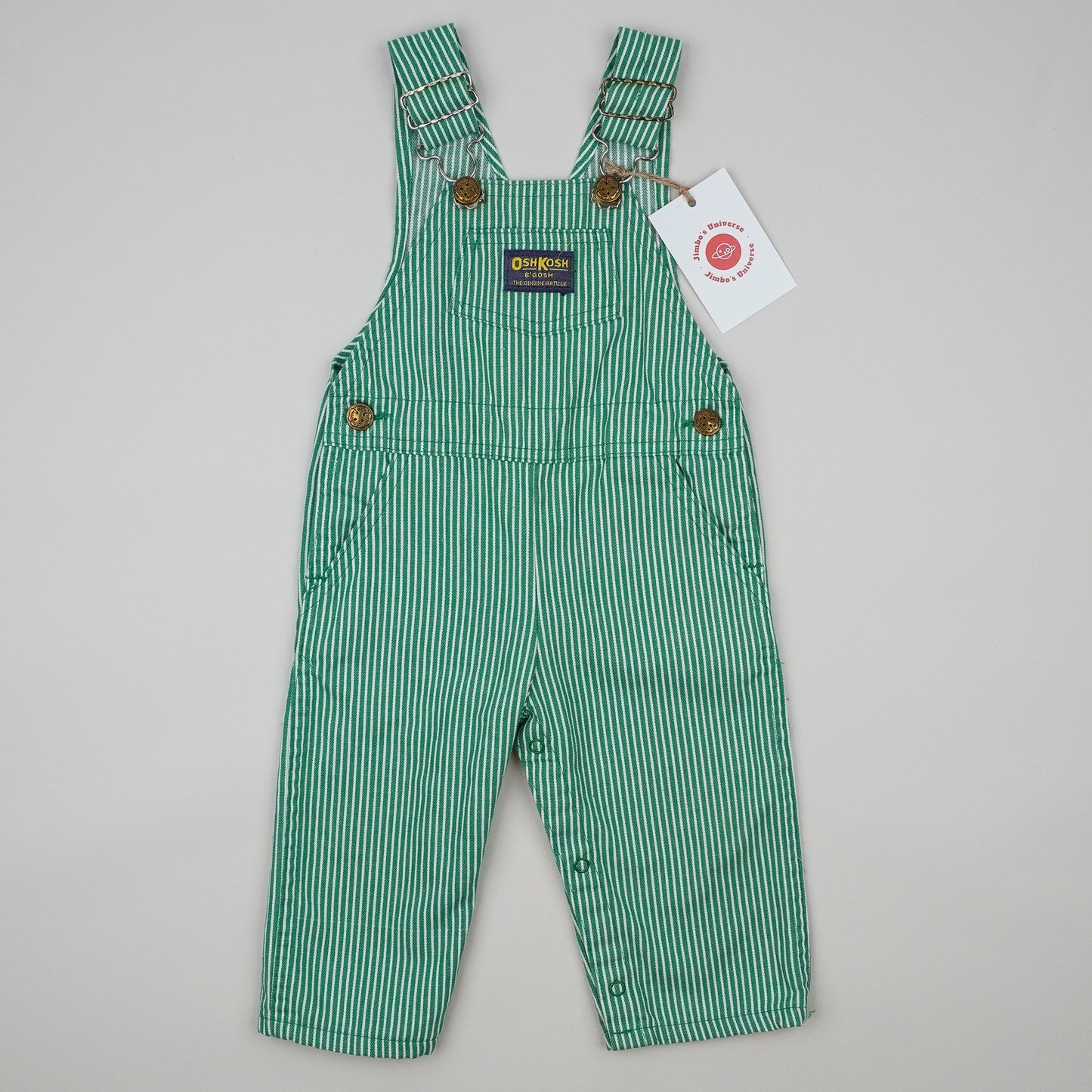 Green Vintage OshKosh Hickory Stripe Overalls