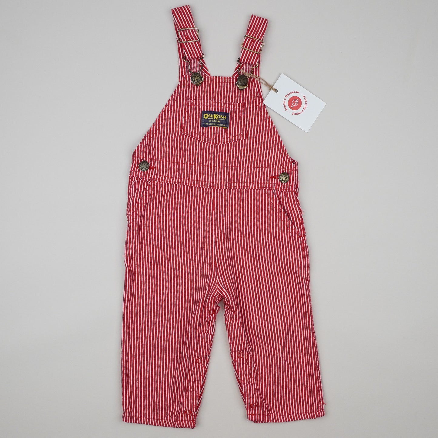 Red Vintage OshKosh Hickory Stripe Overalls