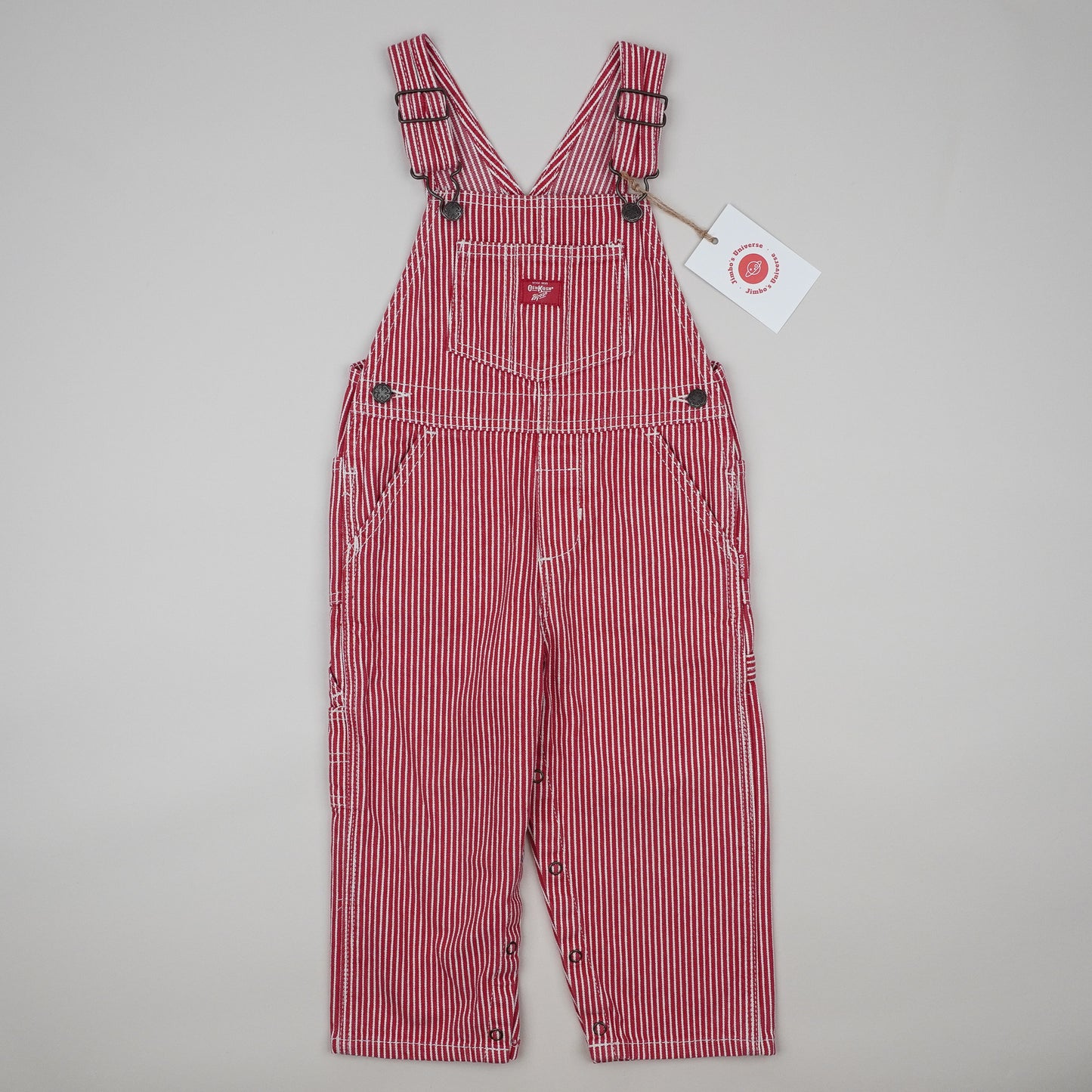Red Vintage OshKosh Hickory Stripe Overalls
