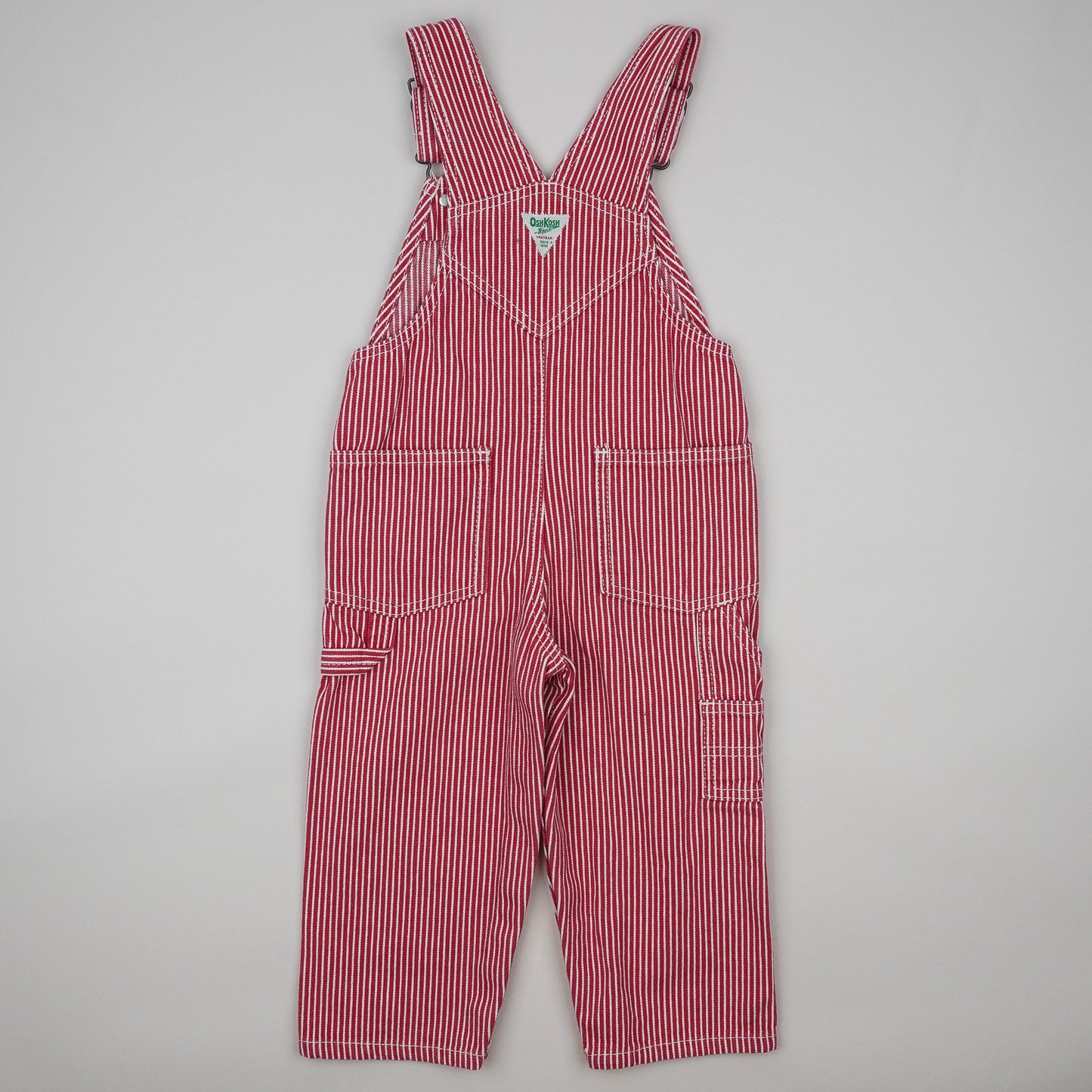 Red Vintage OshKosh Hickory Stripe Overalls