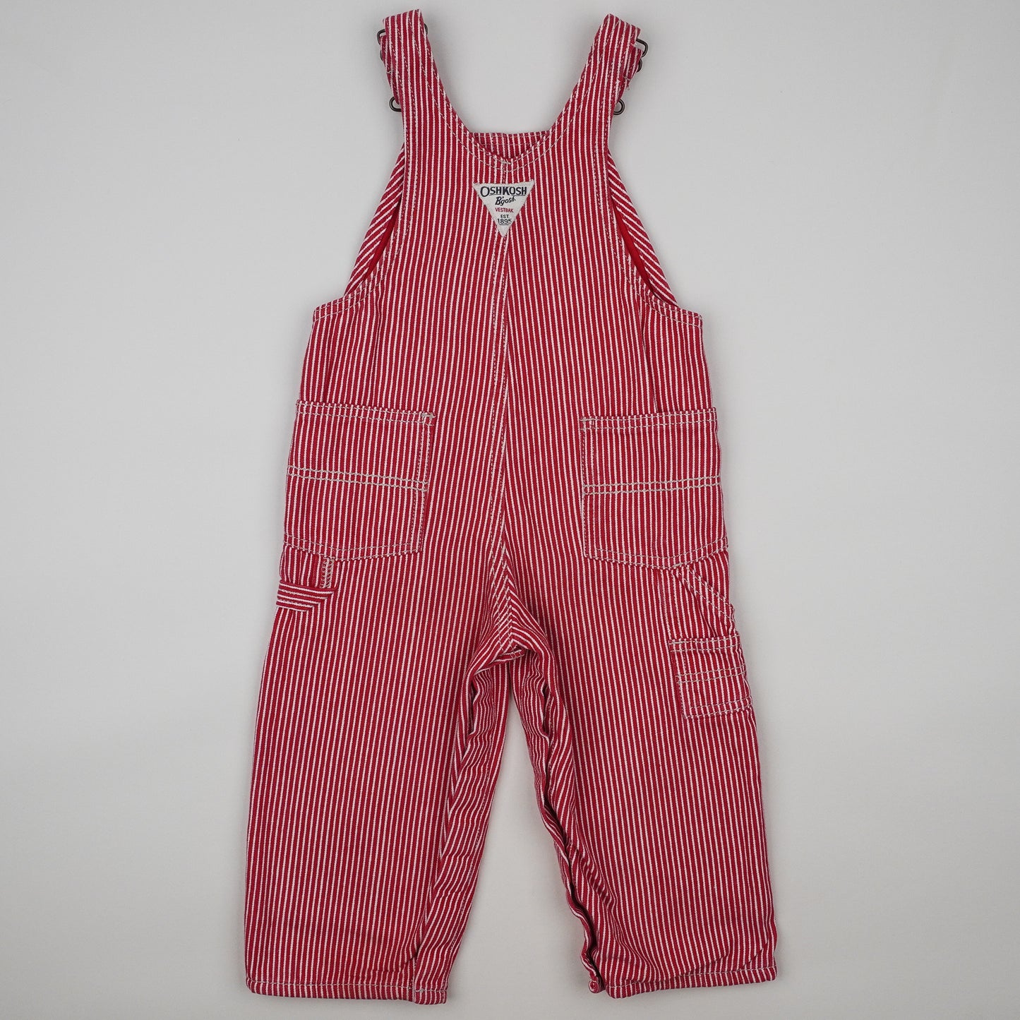 Red OshKosh Hickory Stripe Overalls