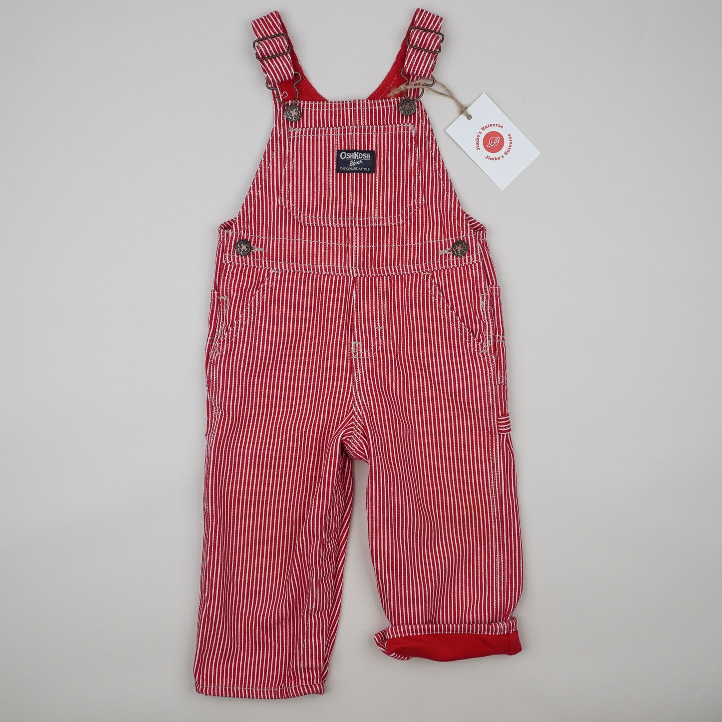 Red OshKosh Hickory Stripe Overalls