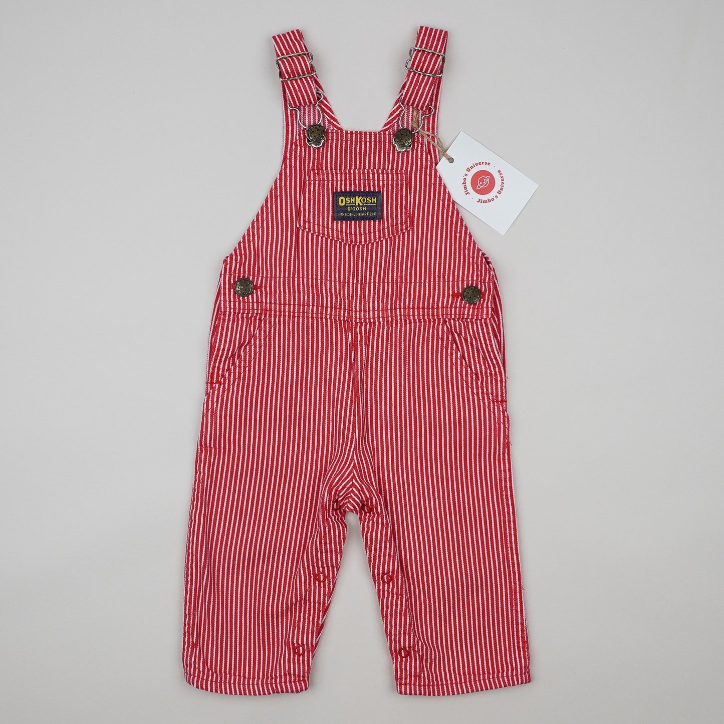 Red Vintage OshKosh Hickory Stripe Overalls