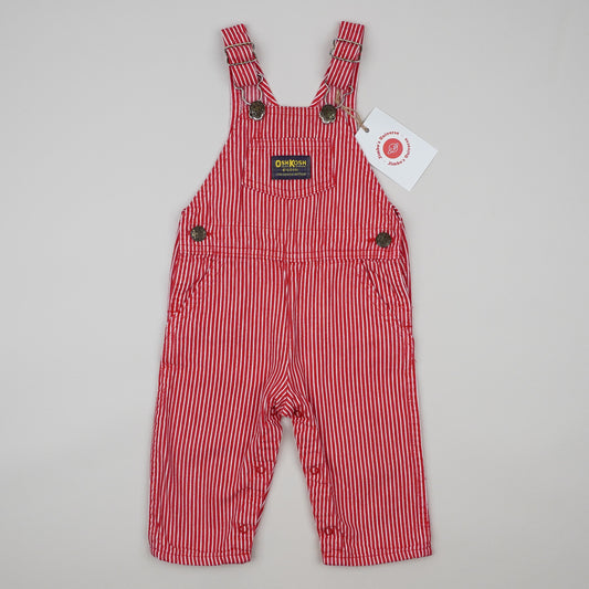 Red Vintage OshKosh Hickory Stripe Overalls